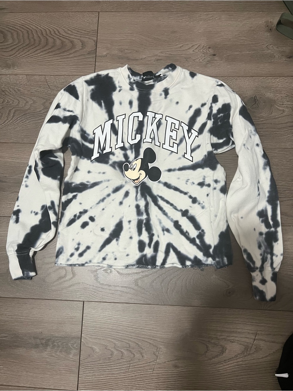 Disney Mickey Mouse Tie-Dye Long Sleeve Top - Black & White